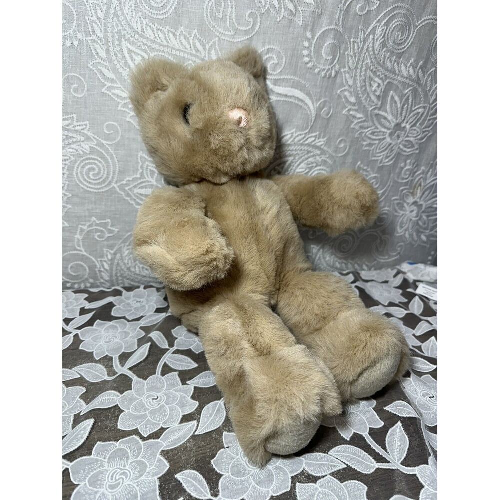 Mty International Plush Brown Bear Vintage Stuffed Pink Thread Nose 17”